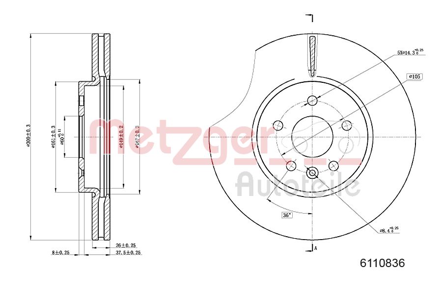 METZGER 6110836 Bremsscheibe