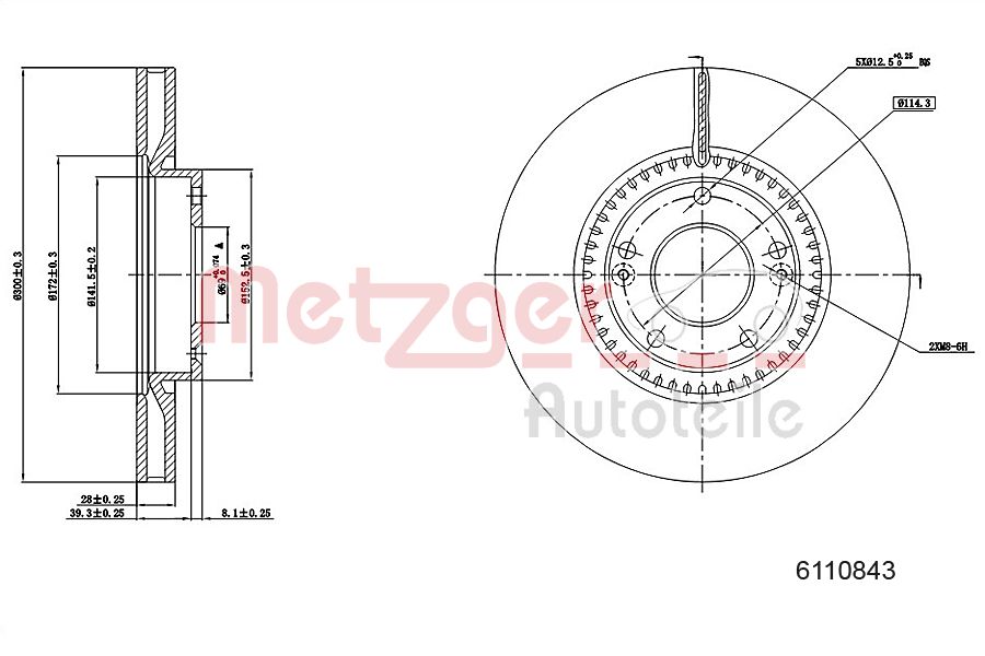 METZGER 6110843 Bremsscheibe