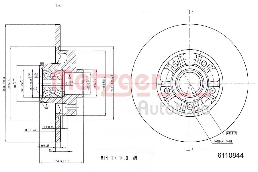 METZGER 6110844 Bremsscheibe