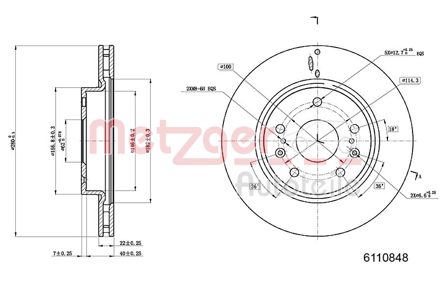 METZGER 6110848 Bremsscheibe