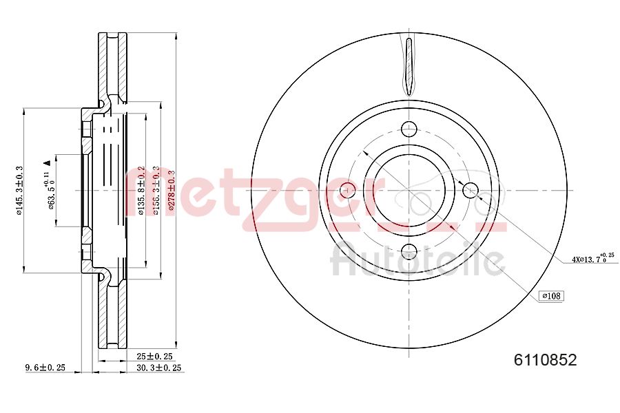 METZGER 6110852 Bremsscheibe