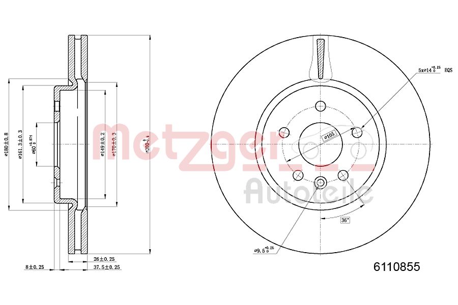 METZGER 6110855 Bremsscheibe