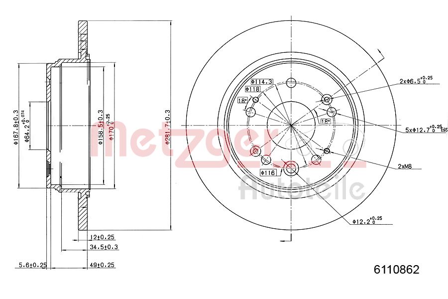 METZGER 6110862 Bremsscheibe