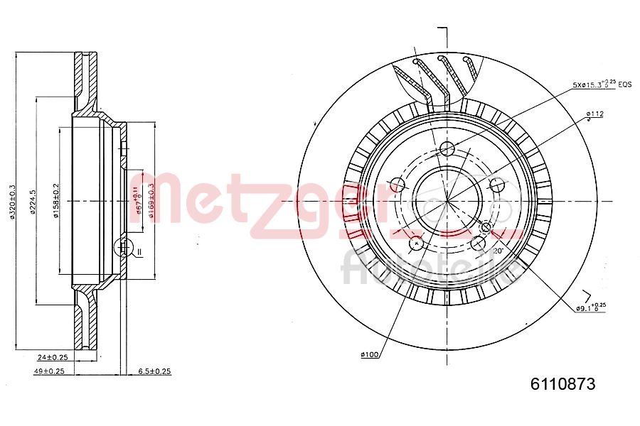 METZGER 6110873 GREENPARTS Bremsscheibe