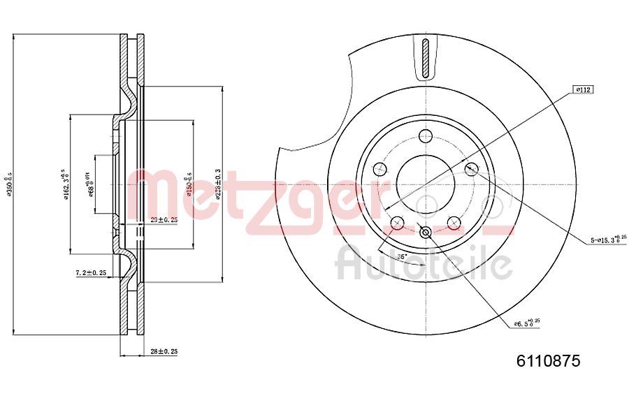 METZGER 6110875 GREENPARTS Bremsscheibe