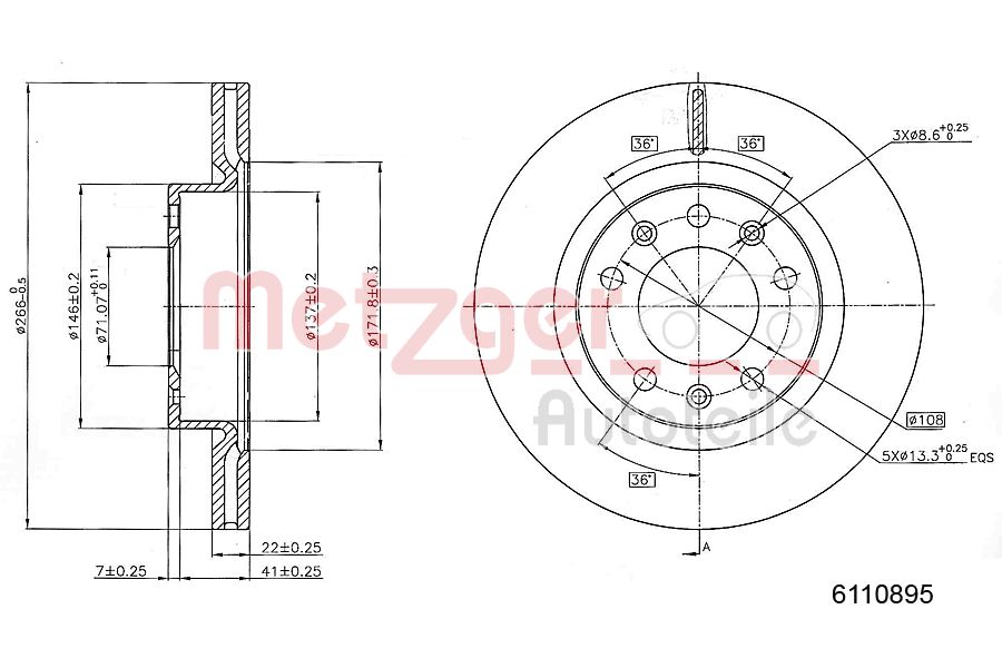 METZGER 6110895 Bremsscheibe