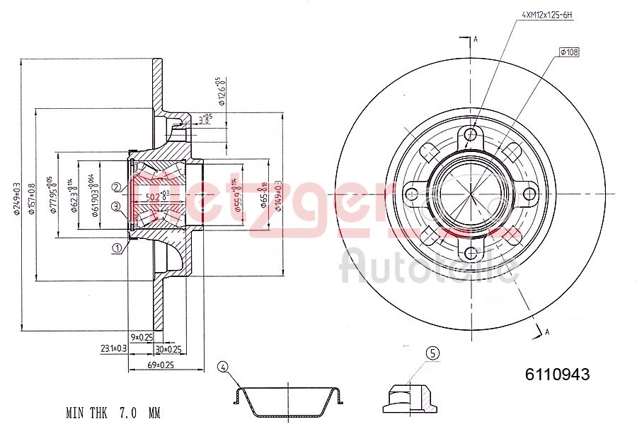 METZGER 6110943 Bremsscheibe