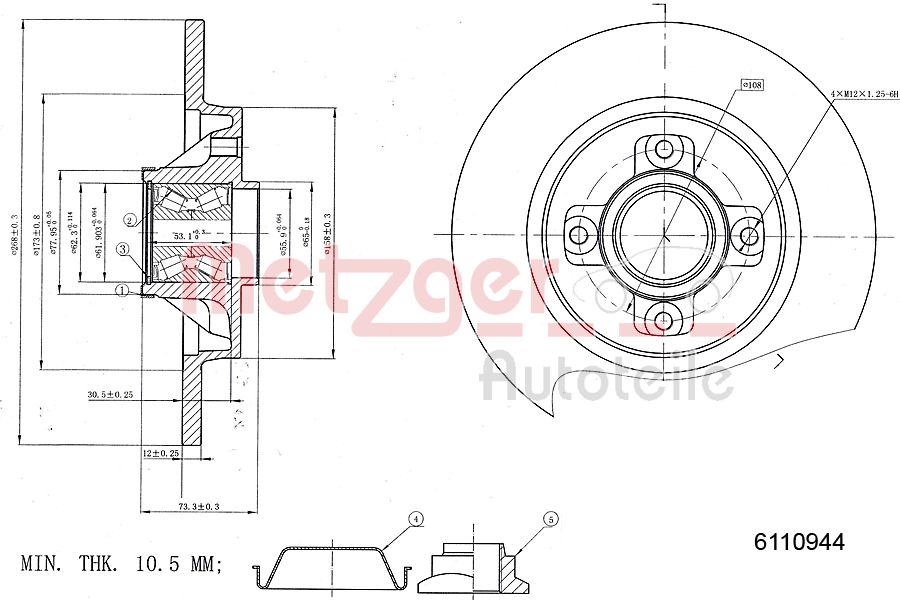 METZGER 6110944 GREENPARTS Bremsscheibe