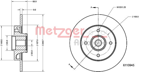 METZGER 6110945 Bremsscheibe