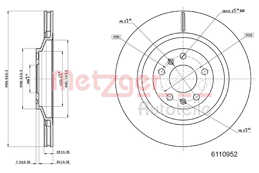 METZGER 6110952 Bremsscheibe