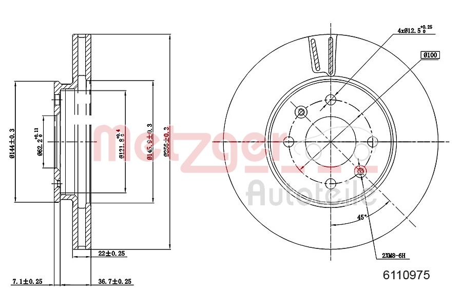 METZGER 6110975 Bremsscheibe