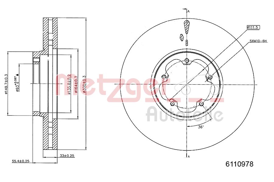 METZGER 6110978 Bremsscheibe