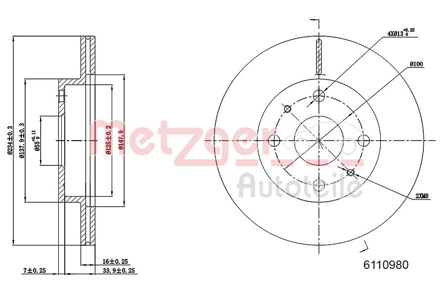 METZGER 6110980 Bremsscheibe