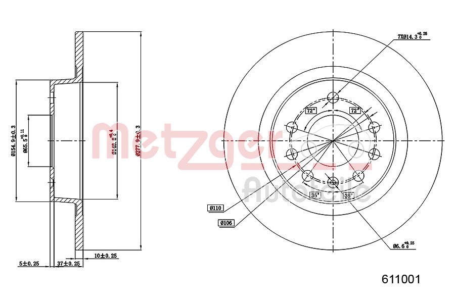 METZGER 6111001 Bremsscheibe
