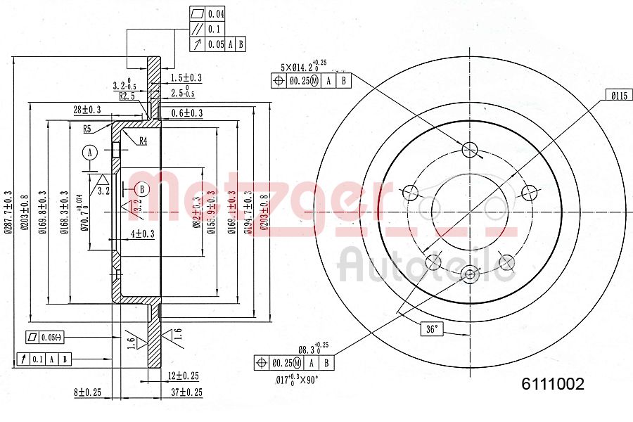 METZGER 6111002 Bremsscheibe