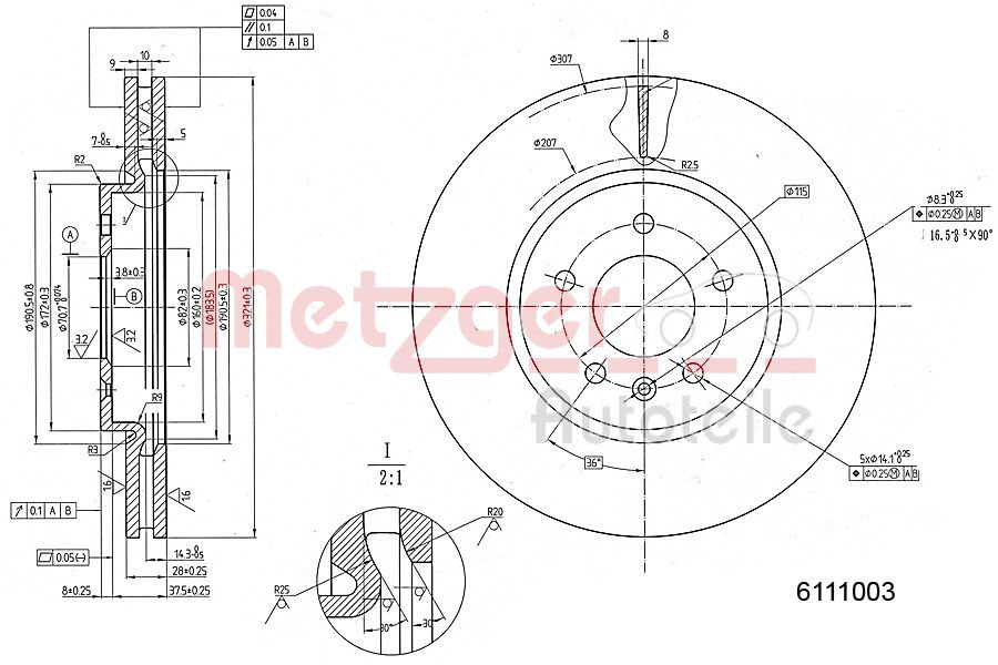 METZGER 6111003 Bremsscheibe