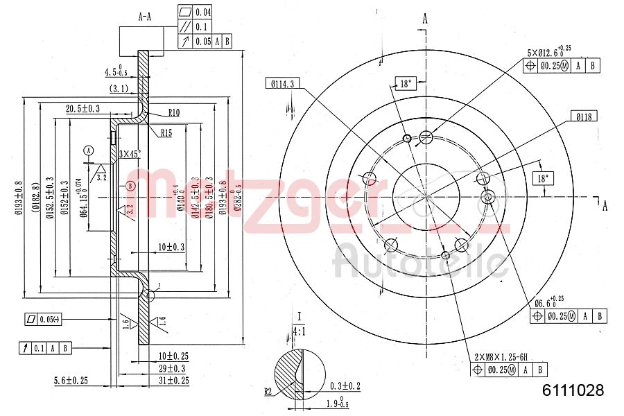 METZGER 6111028 Bremsscheibe
