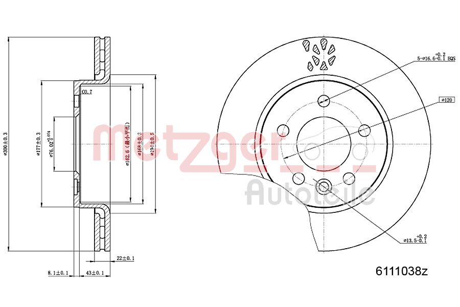 METZGER 6111038 GREENPARTS Bremsscheibe