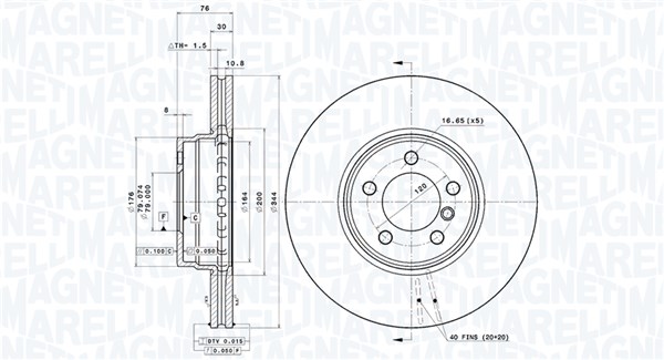 MAGNETI MARELLI 360406054401 Δισκόπλακα for LAND ROVER