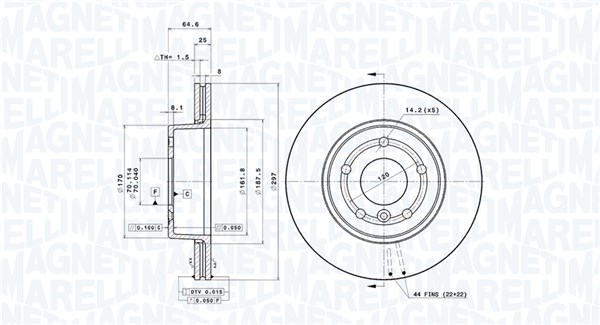 MAGNETI MARELLI 360406199501 Δισκόπλακα for LAND ROVER