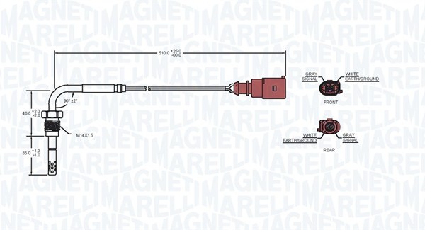 MAGNETI MARELLI 172000019010 Sensore, Temperatura gas scarico