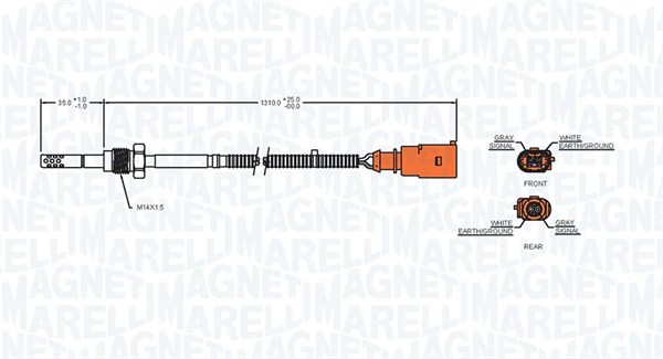 MAGNETI MARELLI 172000157010 Sensore, Temperatura gas scarico