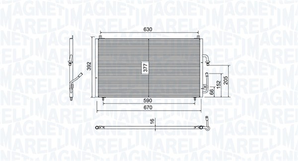 MAGNETI MARELLI 350203804000 Condensatore, Climatizzatore