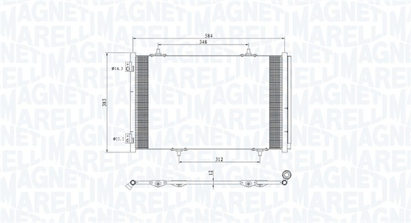 MAGNETI MARELLI 350203812000 Condensatore, Climatizzatore-Condensatore, Climatizzatore-Ricambi Euro