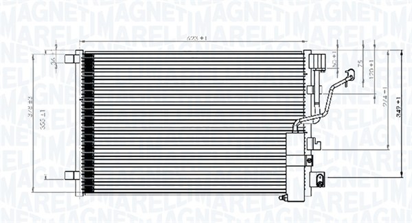 MAGNETI MARELLI 350203841000 Condensatore, Climatizzatore-Condensatore, Climatizzatore-Ricambi Euro