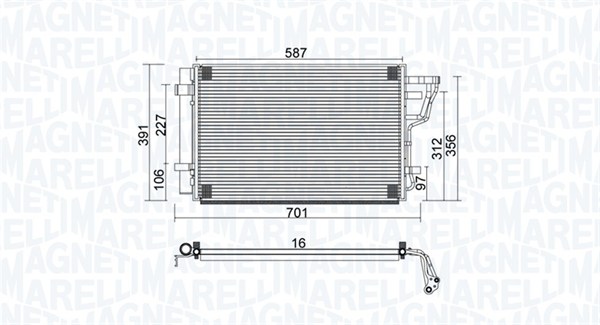 MAGNETI MARELLI 350203951000 Condensatore, Climatizzatore