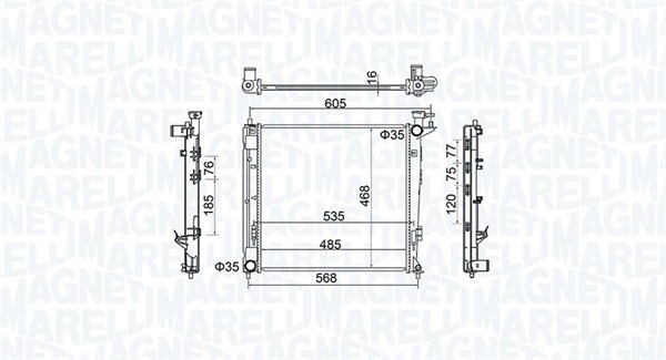 MAGNETI MARELLI 350213160500 Radiatore, Raffreddamento motore-Radiatore, Raffreddamento motore-Ricambi Euro