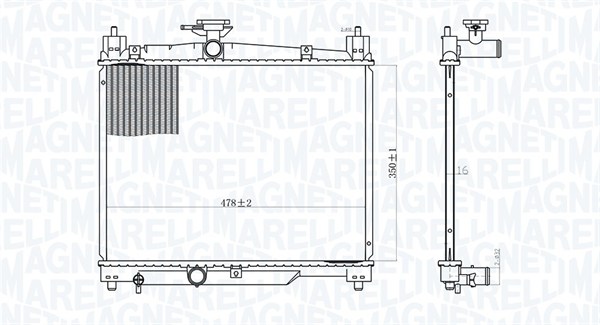 MAGNETI MARELLI 350213164800 Radiatore, Raffreddamento motore-Radiatore, Raffreddamento motore-Ricambi Euro