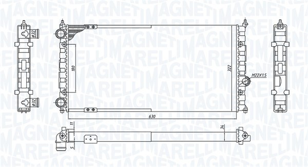 MAGNETI MARELLI 350213187800 Radiatore, Raffreddamento motore-Radiatore, Raffreddamento motore-Ricambi Euro