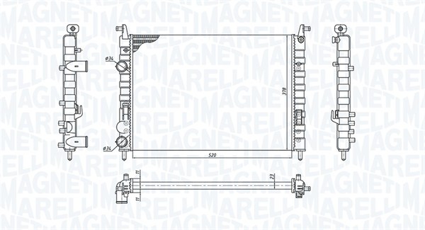 MAGNETI MARELLI 350213196300 Radiatore, Raffreddamento motore-Radiatore, Raffreddamento motore-Ricambi Euro