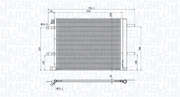 MAGNETI MARELLI 350203106200 Condenser, air conditioning for CITROËN DS OPEL PEUGEOT VAUXHALL
