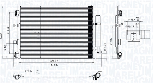 MAGNETI MARELLI 350203106500 Condenser, air conditioning for FORD