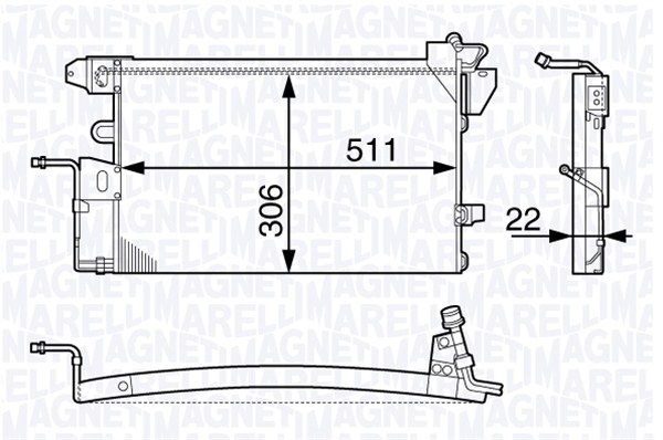 MAGNETI MARELLI 350203725000 Condenser, air conditioning for FORD