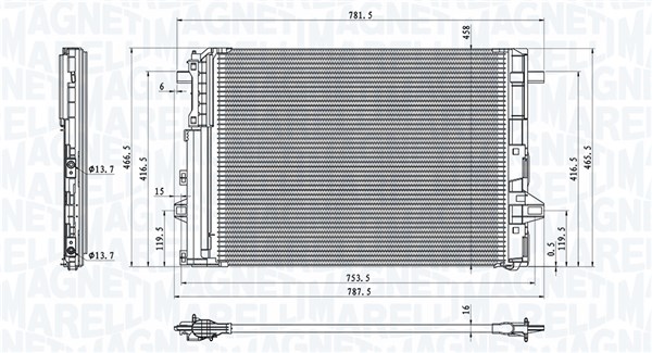 MAGNETI MARELLI 350203758000 Condenser, air conditioning for MERCEDES-BENZ