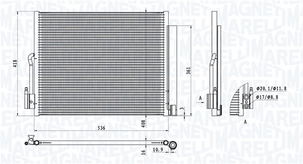MAGNETI MARELLI 350203872000 Condenser, air conditioning for OPEL VAUXHALL