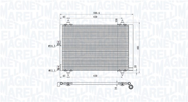 MAGNETI MARELLI 350203920000 Condenser, air conditioning for CITROËN PEUGEOT