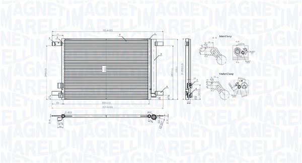 MAGNETI MARELLI 350203964000 Συμπυκνωτής, σύστ. κλιματισμού for AUDI CUPRA SEAT SKODA VW